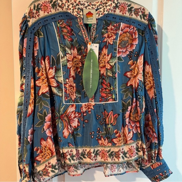 FARM Rio Orange Ruffled Long Sleeve Blouse - Picture 2 of 3